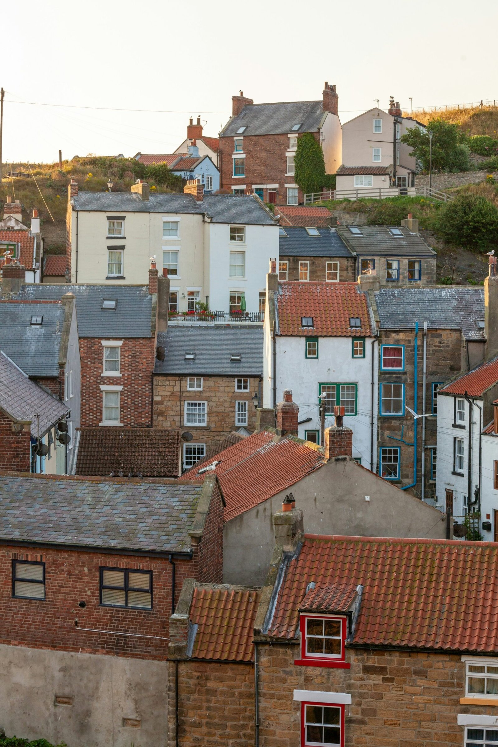 Rooftops of terraced houses in a British town