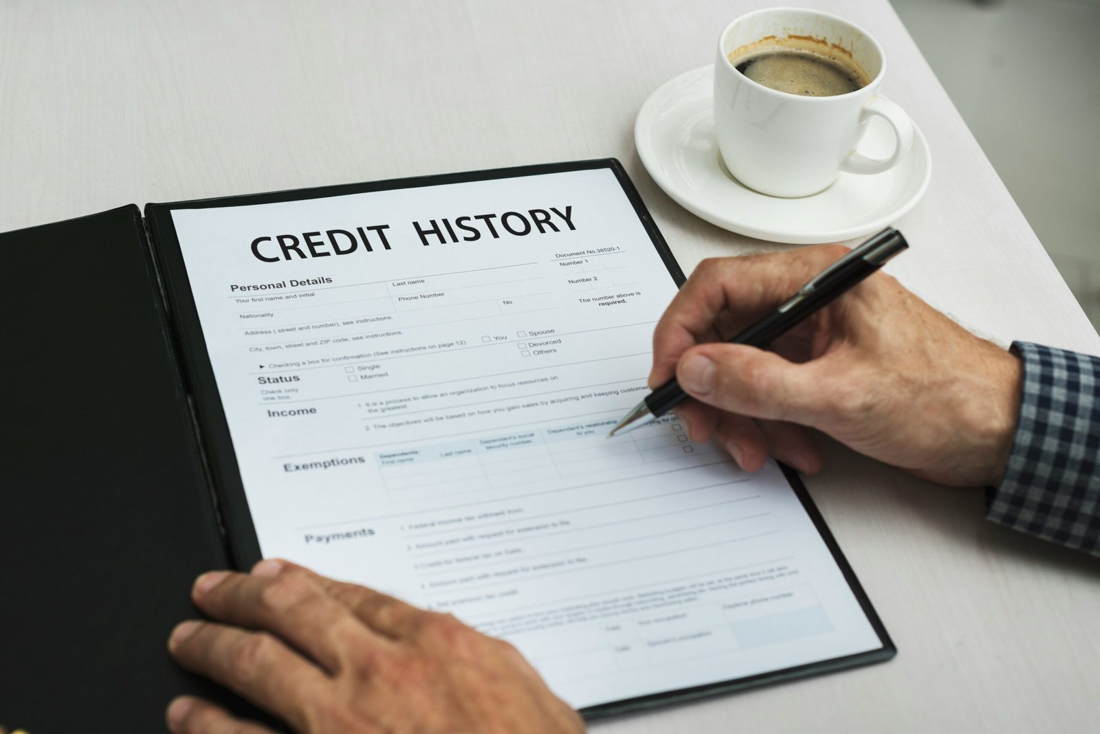 Completing a credit history form
